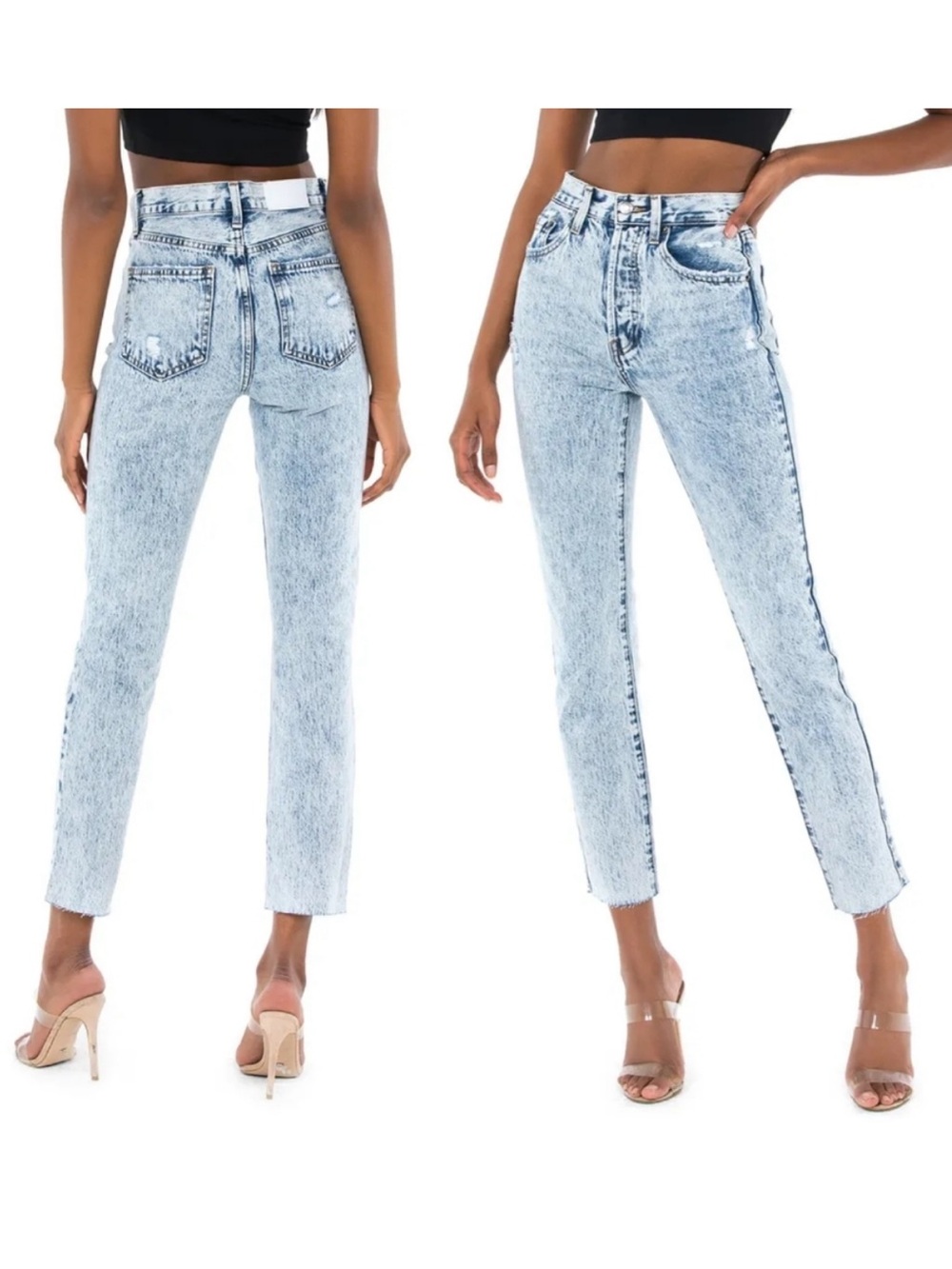 PISTOLA Keaton High Rise Slim Straight Jeans in Static Wave Acid Wash | Size 27